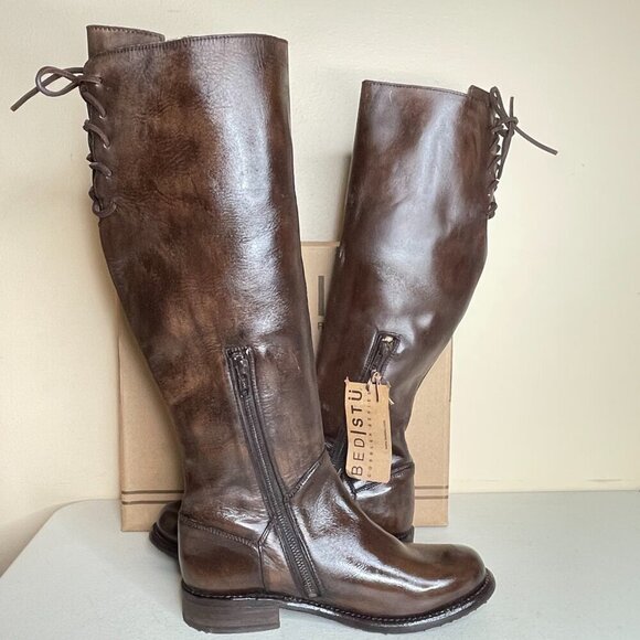 New BED STU Manchester Distressed Teak Riding Boots Size 8 - Picture 3 of 16